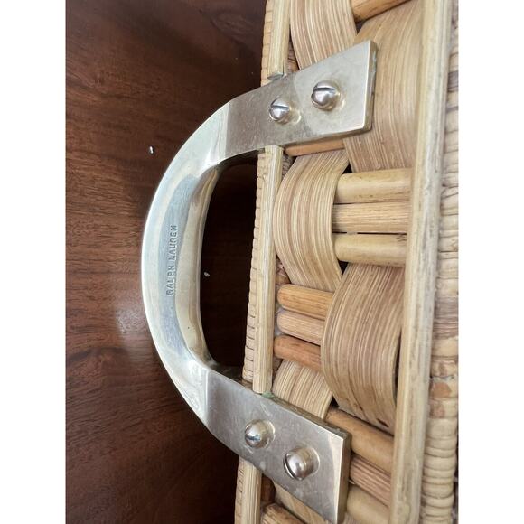 Vintage Ralph Lauren Rattan Reed Tray Brass Handles - Picture 15 of 15